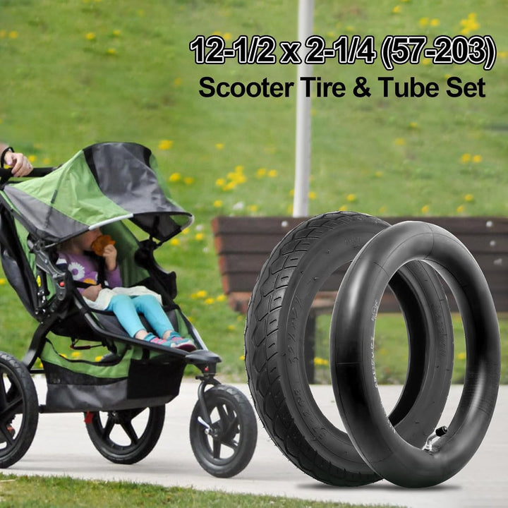 12 1/2 X 2 1/4 Inner Tube and Tire, Heavy Duty Thorn Resistant 12.5'' X 1.75/2.15 Front Wheel Inner Tire Set Compatible with BOB Stroller Revolution Se Pro Flex Jogging Duallie Stroller
