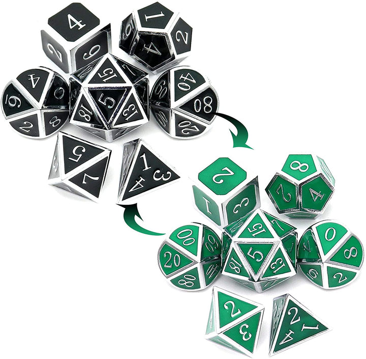 Bloodstained Metal DND Dice Set Blood Polyhedral D&D Dice Compatible with Dungeons and Dragons Gift TTRPG Antique Metal Halloween Dice