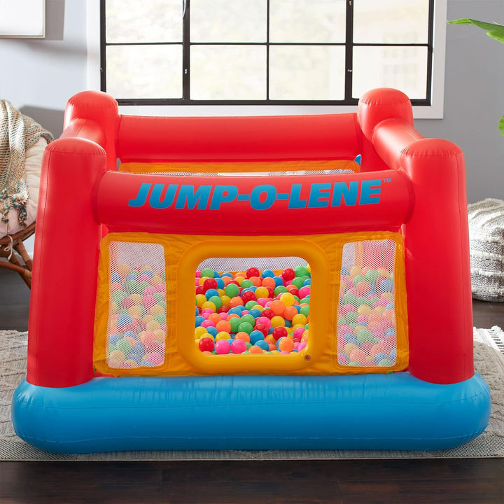 Inflatable Jump-O-Lene Trampoline Bounce House with Crawl-Thru Door & Net - Indoor & Outdoor Backyard Blow-Up Bouncy Playhouse for Kids Ages 3-6
