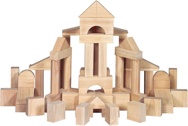 Standard Unit Solid-Wood Building Blocks with Wooden Storage Tray (60 Pcs)