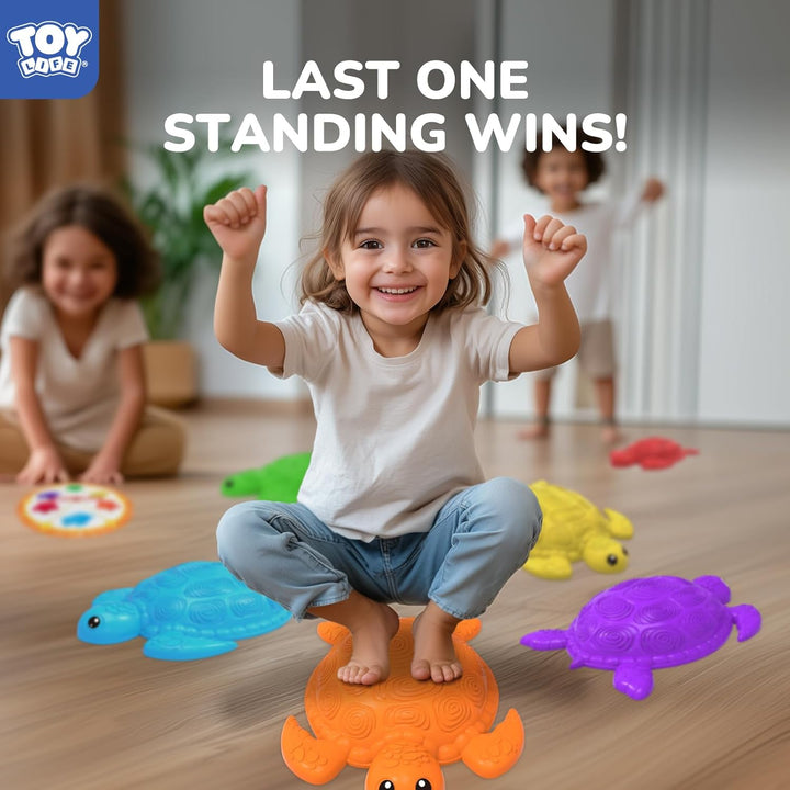10 Pcs Turtle Balance Stepping Stone for Kids, Indoor outside Toys for Kids Ages 4-8, Toddler Outdoor Toys, Stepping Stones Game, with Cards and Spinner