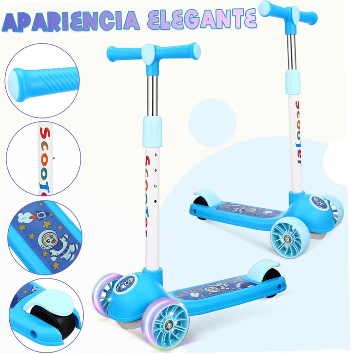 Three Wheeled Scooter Height Adjustable Portable Scooter for Stylish and Lightweight Outdoor for Ages