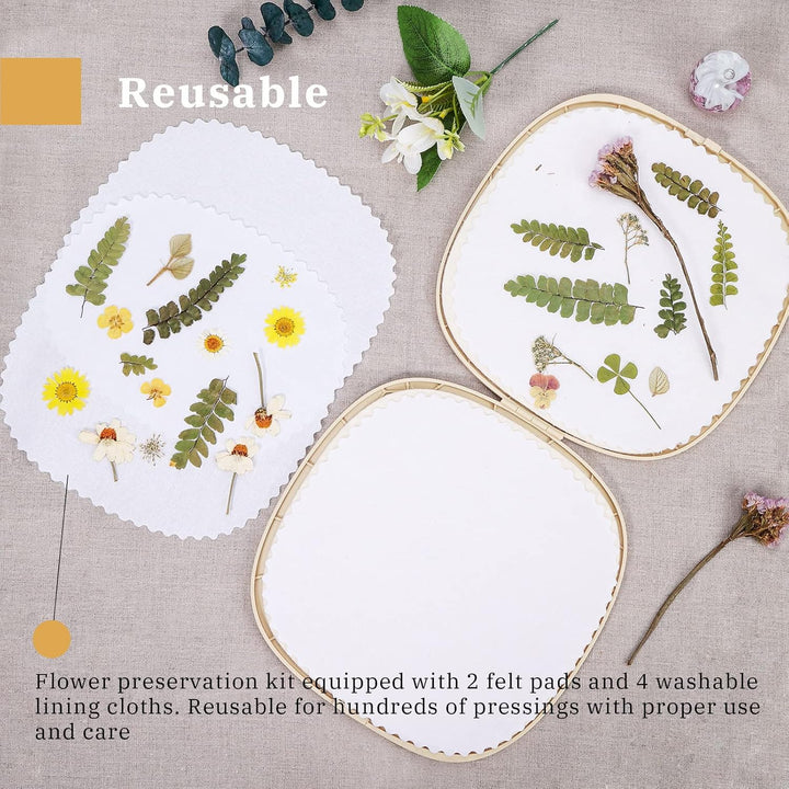 Microwave Flower Press Kit, 9"X9" Quick Drying Flower Pressing Kit with Washable Cloth for Crafts Pressed Flowers and Plant for DIY Art, Preservation for Bookmark Frame Wedding Flowers Drying