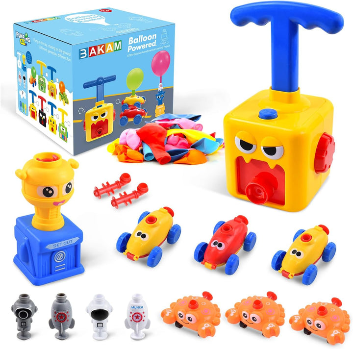 Toddler Toys 3-4 for Boys Girls, Balloon Launcher & Powered Car Set, Fun Toddlers STEM Toy Balloon Pump Cars Racer Kit for Kids 3-5 (Frog)