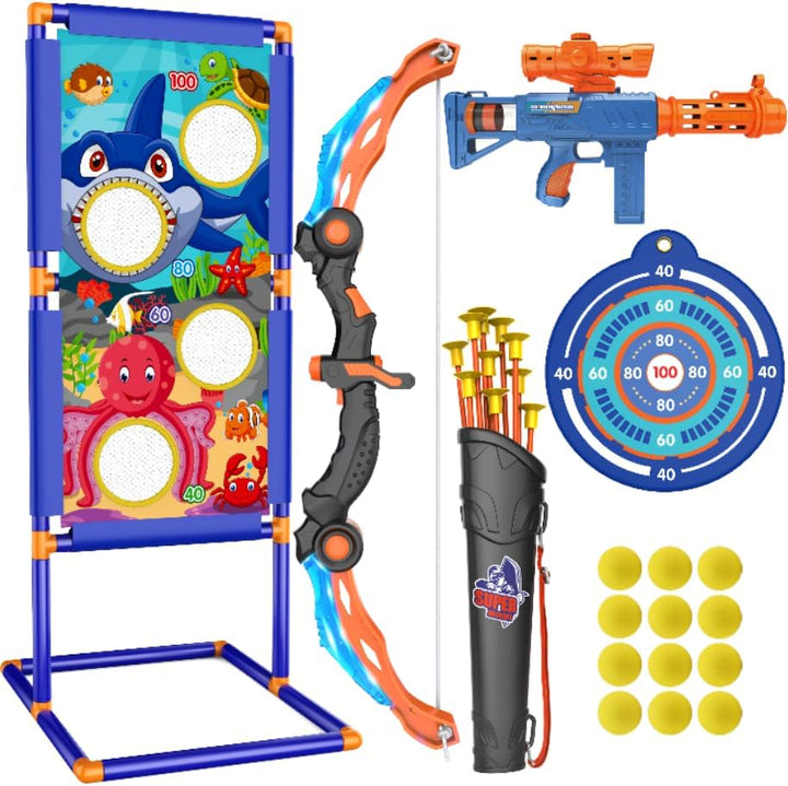 Shooting Game Toy for Boys - 2 Player Toy Foam Blaster Air Guns, 24 Foam Bullet Balls Popper & Standing Shooting Target, Birthday Gifts for Age 3 4 5 6 7 8 9 10-12 Years Old Kids, Girls
