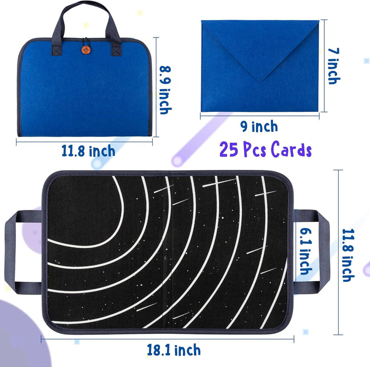 25Pcs Outer Space Travel Felt-Board Story Set Portable Felt Board Solar System Universe Storytelling Planets Astronaut Galaxy Themed Preschool Early Learning Interactive Play Kit for Toddlers