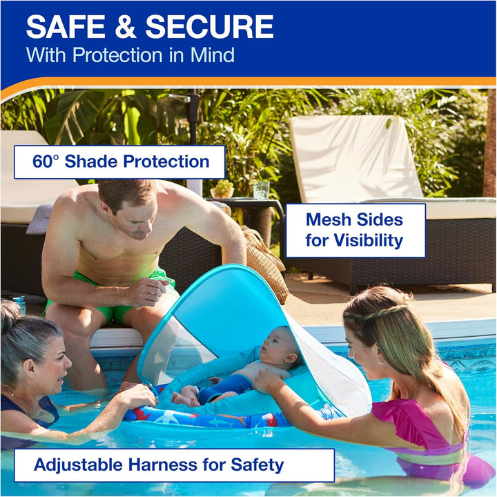 Infant Spring Float, Baby Pool Float with Canopy & UPF Protection, Swimming Pool Accessories for Kids 3-9 Months, Shark