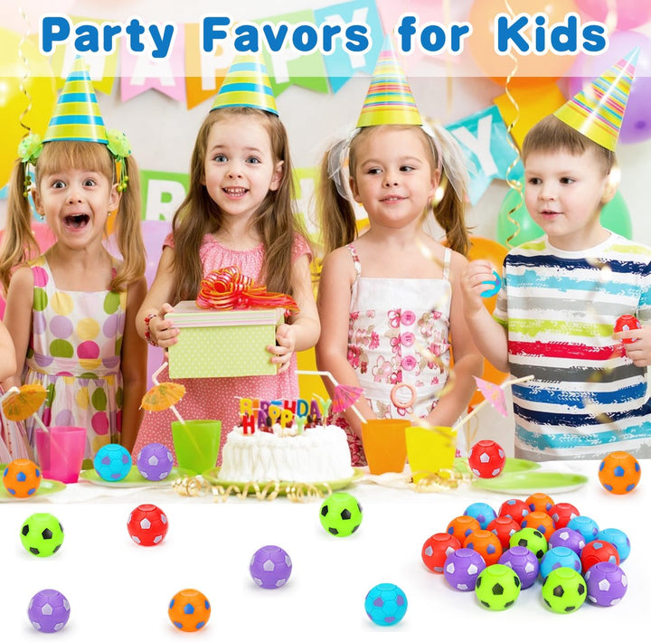 32PCS Fidget Spinner Soccer Balls Sports Birthday Party Favors Bulk for Kids 4-8 8-12 Goodie Treat Bag Stuffers Classroom Treasure Box Toys Carnival Prizes Pinata Fillers Mini Return Gifts