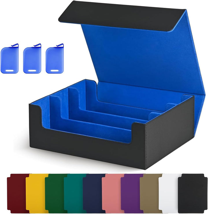 Card Storage Box for Trading Cards, 1800+ PU Leather Commander Card Deck Case, Magnetic Closure Card Holder Fits for Magic Game Cards (Black)