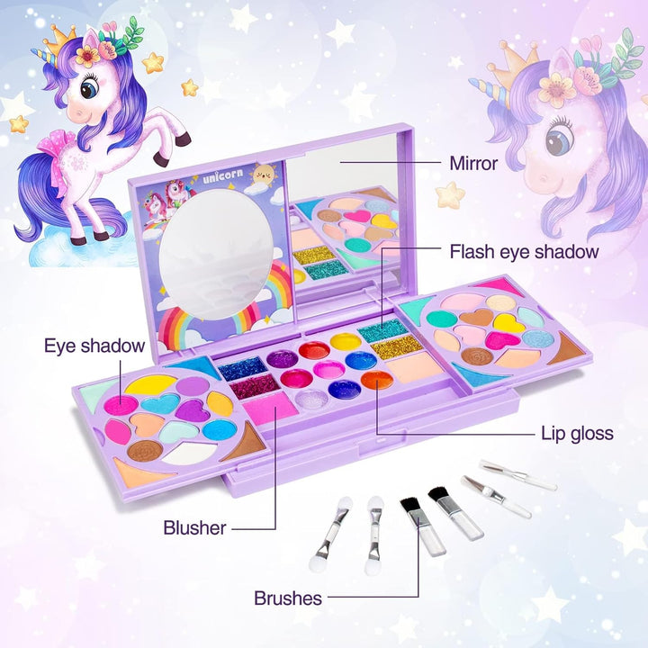Kids Makeup Kit for Girl Real Washable Cosmetic Toy Beauty Set, Birthday Toys Gift for 3 4 5 6 7 8 9 10 Year Girls