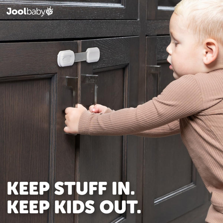 Child Safety Strap Locks (4 Pack) Baby Proof Cabinets, Drawers, Fridge, Toilet & Trash Cans – 3M Adhesive Childproof Locks – Jool Baby