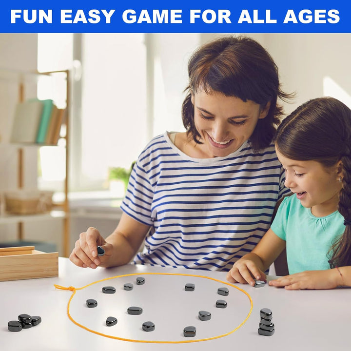 Magnetic Chess Set with 32 Travel-Stones, 3 String & Portable Storage Bag, Strategy Board Game for Family Game Night, Indoor Outdoor Use for Kids Adults (Age 9+)