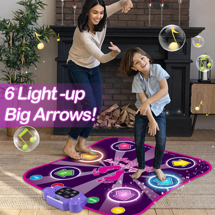 Kids Dance Mat for Girls - Toys for 4 5 6 7 8-10 Year Old Girl Birthday Gifts - Girl Toys for Ages 5-7 6-8 8-12 - Electronic Dance Pad with Light up 6 Button - Wireless Bluetooth - 5 Game Modes