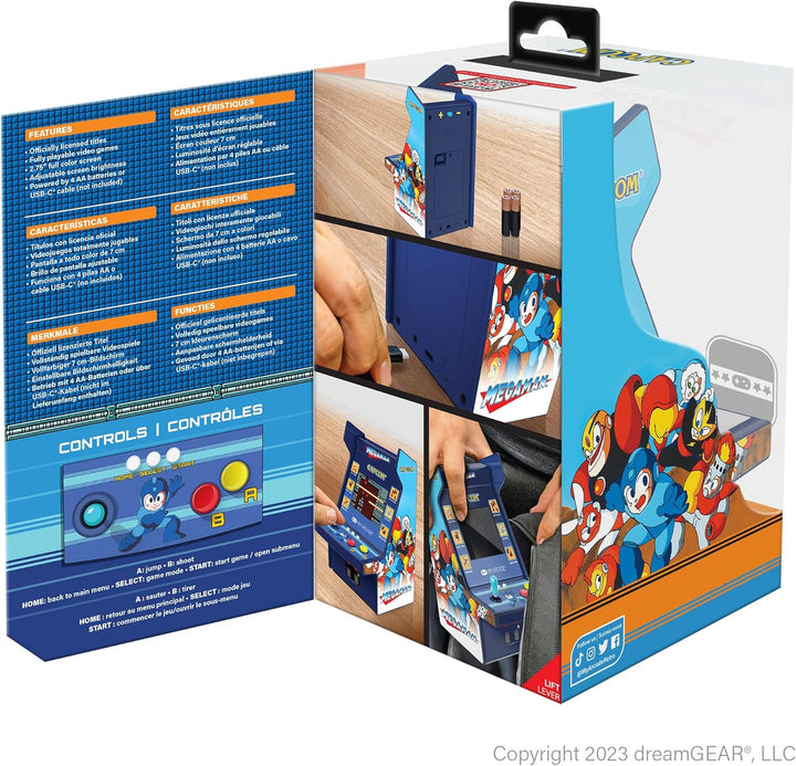 Mega Man Micro Player Pro: Mega Man Retro Gaming Console Titles 1 through 6, Gifts for Kids and Adults, Video Game Collectibles, Full Color Screen