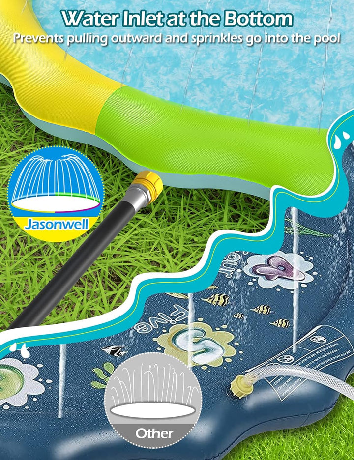 Splash Pad Sprinkler for Kids Splash Play Mat Outdoor Water Toys Inflatable Splash Pad Baby Toddler Pool Boys Girls Children outside Backyard Dog Sprinkler Pool Age 1 2 3 4 5 6 7 8 9 M