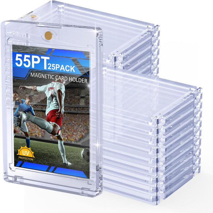 15Ct Magnetic Card Holder, 55Pt One Card Touch Holders for Trading Cards, U-V Protection Card Display Case Protectors Sleeves Hard Plastic Cover for Sports Game