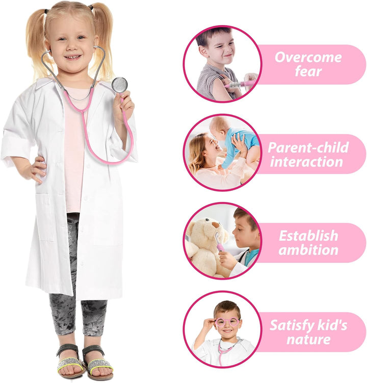 Kids Doctor Kit, 8 Pieces Kids Doctor Playset with Medical Storage Bag & Real Stethoscope, Pretend Play Doctor Toys for Toddler Boys Girls Aged 3 4 5 6