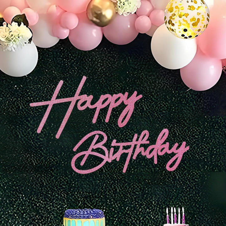 Happy Birthday Sign for Backdrop - Glitter Felt Happy Birthday Letter Sign for Balloon Arch Birthday Party Balloon Arch Backdrop Decorations for Birthday Party Baby Shower - Gold