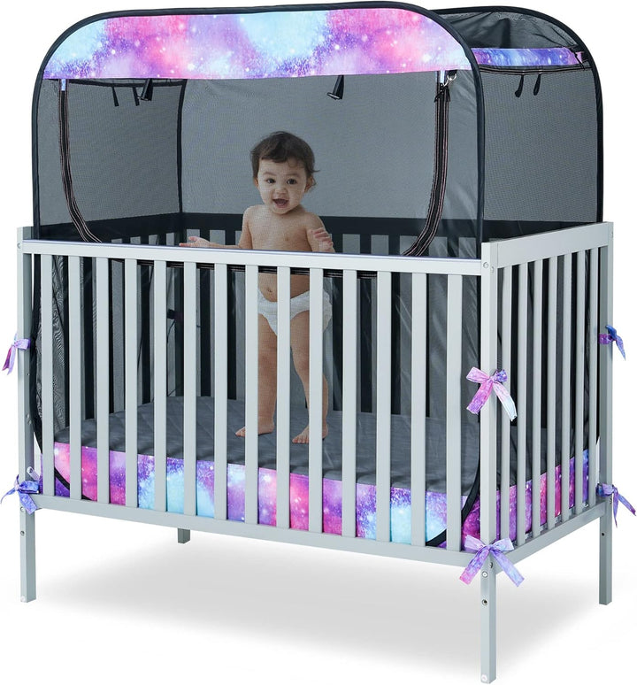 Portable Baby Crib Net Safety Mesh Tent,Pop up Infant Mosquito Net, See through Canopy Netting Cover for Baby&Toddler to Keep Baby from Climbing Out.