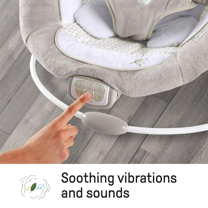 Inlighten Baby Bouncer Infant Seat with Light up -Toy Bar, Vibrations, Tummy Time Pillow & Sounds, 0-6 Months up to 20 Lbs (Twinkle Tails Bunny)