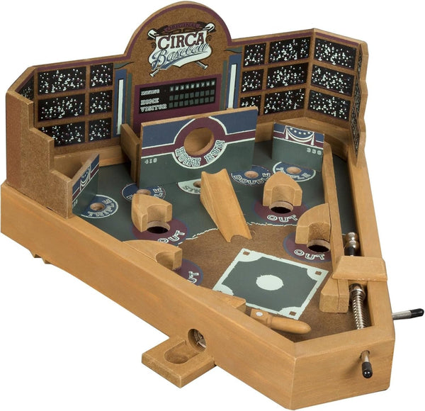 Baseball Pinball Tabletop Skill Game - Classic Miniature Wooden Retro Sports Arcade Desktop Toy for Adult Collectors and Children, NULL, 13 X 12.25 X 8"