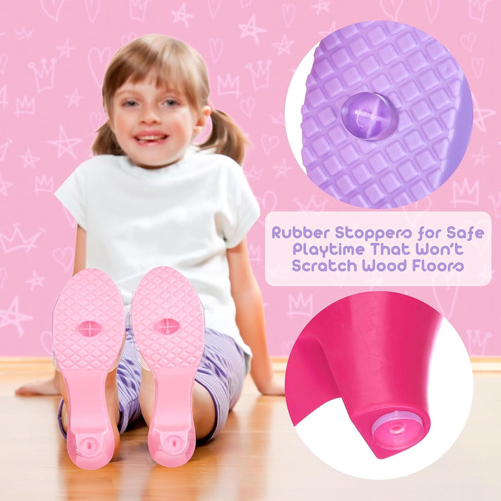 3-Pack Princess Shoe Set - Dress up Royalty Kids Heels Slip on Shoes - Pastel Colored Princess Dress up Shoes, Pretend Play High Heels for Kids - Fits Toddler Size 7-10