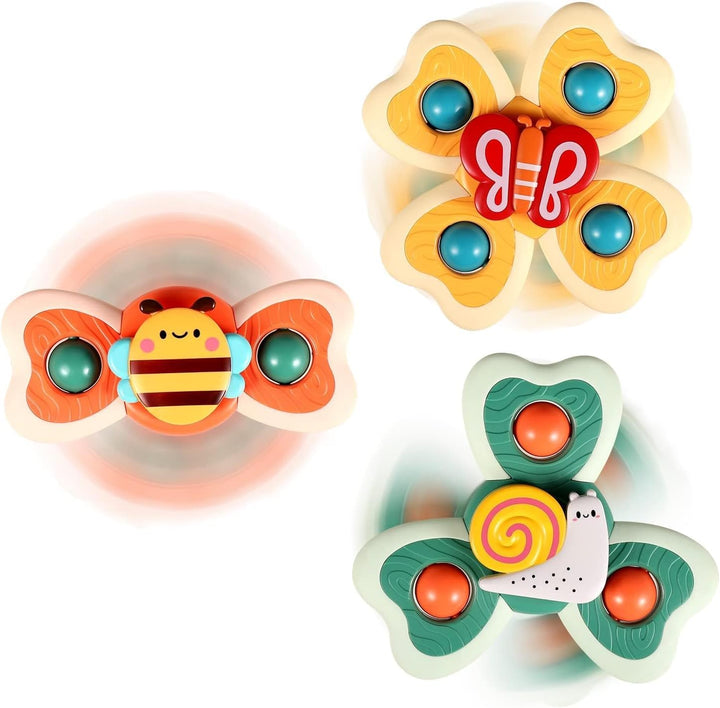 3PCS Suction Cup Spinner Toys for 1 Year Old Boy Girl|Spinning Top Baby Toys 12 18 Months|1 2 Year Old Boy Birthday Gift|Baby Bath Toy for Kids Ages 1-3|Sensory Toy for Toddlers 1-3