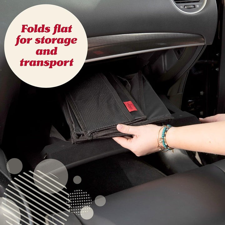 Backseat Car Organizer for Front & Rear Seats - Black Oxford - 9 Compartments & Cup Holders for Travel & Road Trip Essentials for Kids - Fits Cars, Trucks & Vans