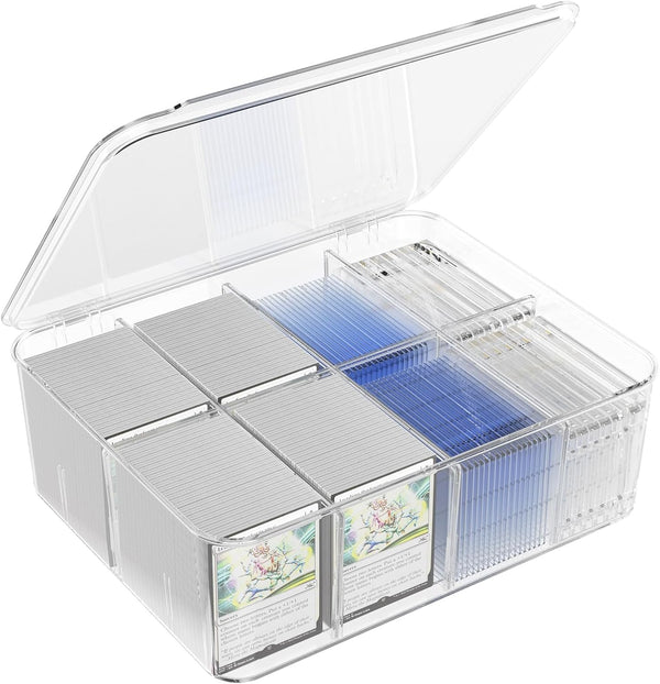 Transparent Trading Card Storage Box-Holds 2000+ Loose Cards-Plastic Card Deck Box for Baseball Cards/For Toploaders/For Graded Card/For Mtg/For Magnetic Card Etc.