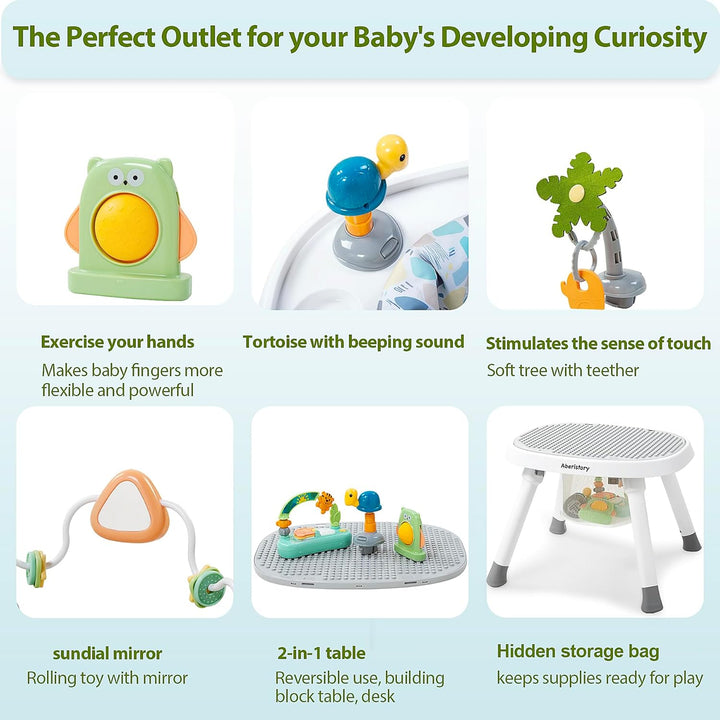 ® 4-In-1 Baby Activity Center | 3 Stage Grow Stationary Standing Toddler Play Table | Tummy Time,Exersaucer, Jumpers & Bouncers | Babies Essential for Baby Ages 6M+