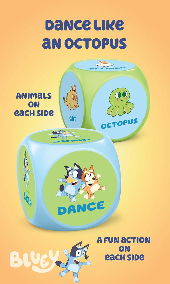 BLUEY Wackadoo Dice Imagination Act Out the Action Game | Family Game Night for All Ages | Creative and Engaging Fun for All Featuring Bluey and Bingo with 36 Unique and Silly Combinations
