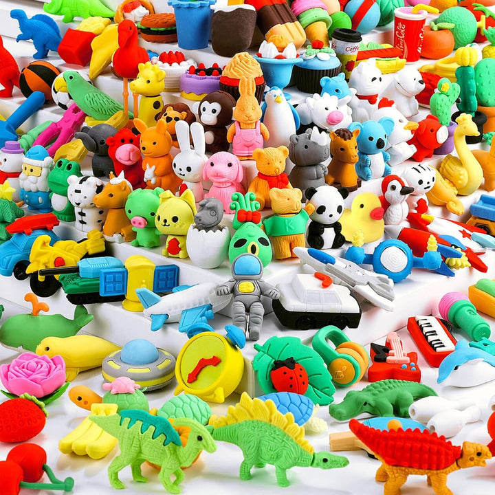 80Pcs Animal Erasers Kids Desk Pets Pencil Erasers 3D Puzzle Eraser Bulk Fun Cute Mini Animal Eraser Toys for Classroom Rewards, Game Prizes, Treasure Box, Easter Egg Fillers