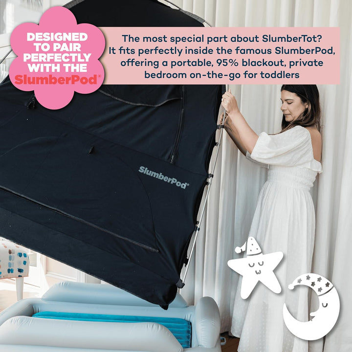 Slumbertot Inflatable Toddler Travel Bed - Portable Kids Air Mattress with Safety Bumpers - Perfectly Sized Ideal for Travel or Home Use - Includes Electric Pump