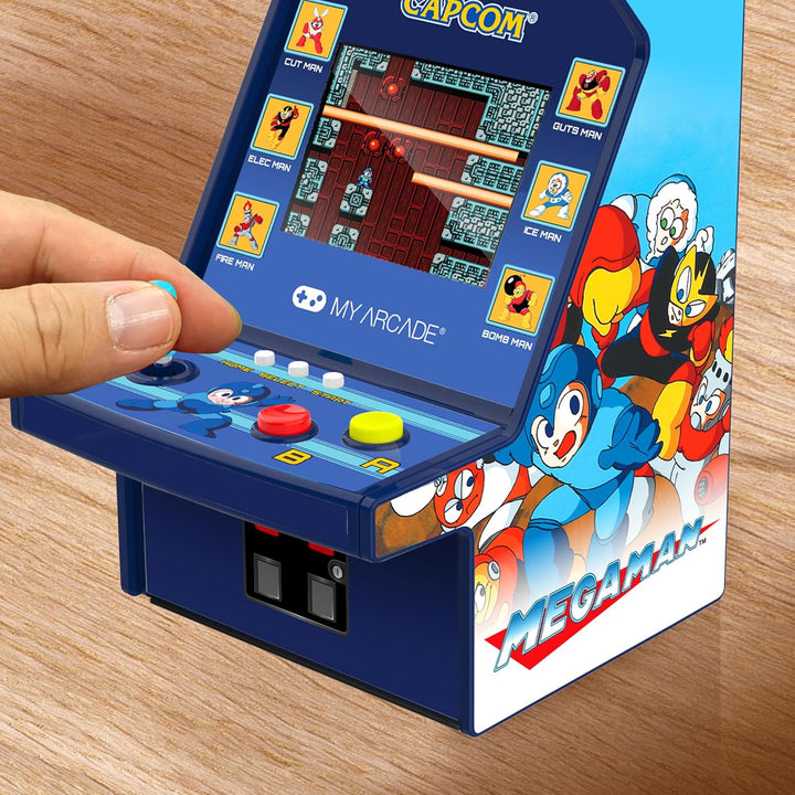 Mega Man Micro Player Pro: Mega Man Retro Gaming Console Titles 1 through 6, Gifts for Kids and Adults, Video Game Collectibles, Full Color Screen