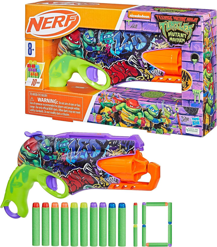 Teenage Mutant Ninja Turtles Blaster, 10 Elite Darts, Toy Foam Blasters, Ages 8 and Up