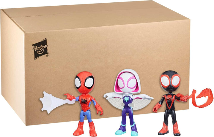 3-Pack, 4-Inch Scale Marvel Action Figures, Includes 3 Figures and 3 Accessories, Spider-Man, Ghost-Spider & Miles Morales (Amazon Exclusive)