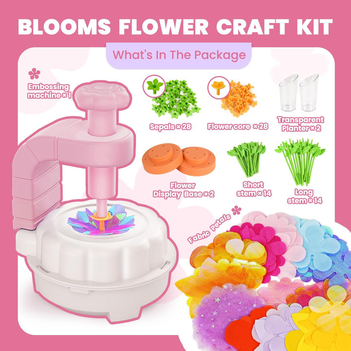 Arts and Crafts for Kids, DIY Fabric Flower Bouquet Craft Kits for Kids Toys, Educational Preschool Learning Detective Toy for Girls 3 4 5 6 7 8 9 10 11 12 Years Old Toddler Birthdays Gift(Pink)
