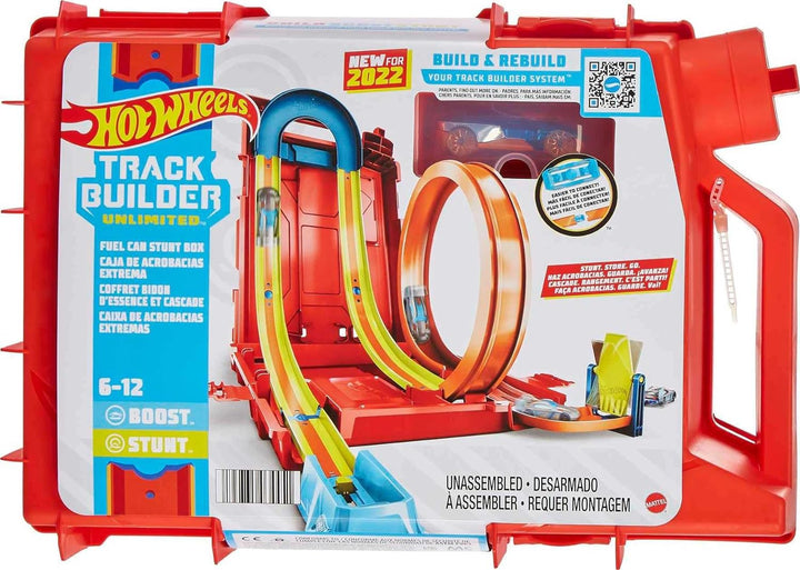 Toy Car Set, Track Builder Unlimited Playset Fuel Can Stunt Box, 14 Component Parts & 1:64 Scale Vehicle