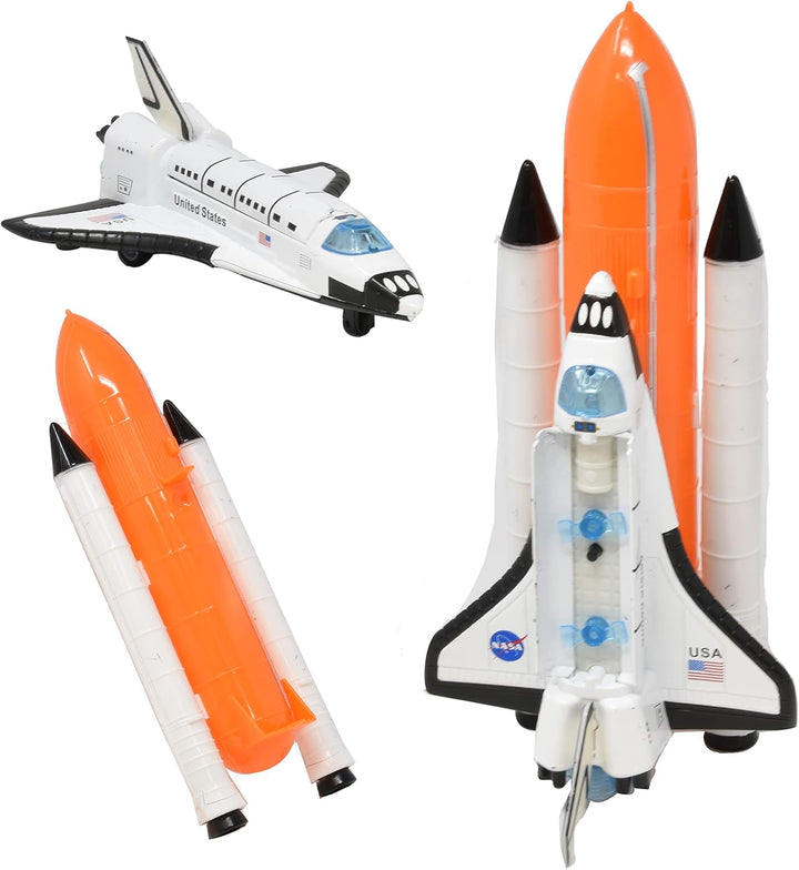 NASA Space Shuttle Toy for Kids Pretend Play Sets of 2 Piece Rocket Ship with Lights & Sound Diecast Spaceship Model Adventure for Toddler Boys & Toys