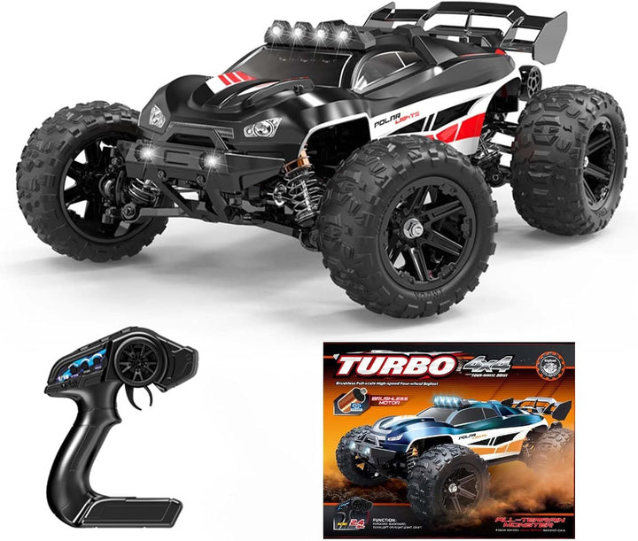 RC Car 1/14 Scale Brushless 4X4 Off-Road Truck, 30-45MPH High Speed RC Monster Truck with LED Lights, 2.4Ghz Remote Control, Large Wheel Professional Racing Model for Adults & Teens (【1:14】B002)