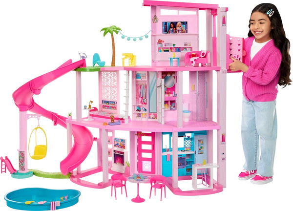 Dreamhouse, Doll House Playset with 75+ Pieces Including Toy Furniture & 3-Story Pool Slide, Pet Elevator & Puppy Play Areas