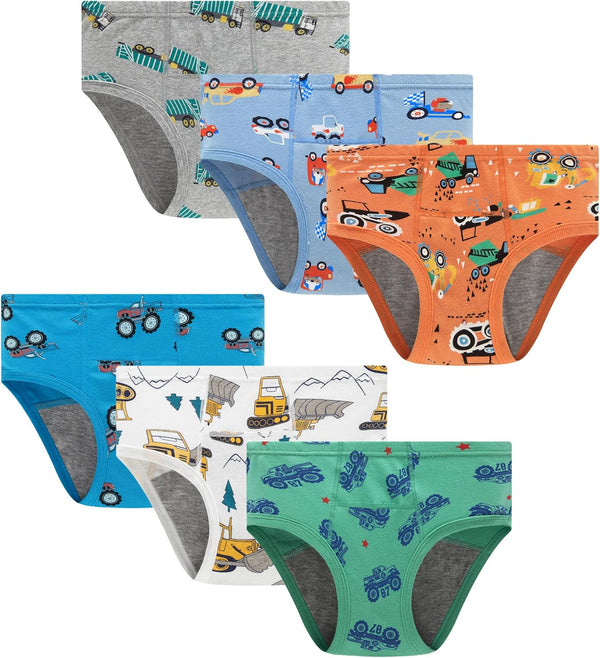 Boys Training Toddler Underwear Truck Potty Briefs for Boys Pack of 6