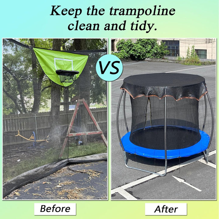 Trampoline Shade Cover round 14FT, Outdoor round Trampoline Cover for Sun Protection and Block Leaves, Easy to Install, Tent Only (14FT)