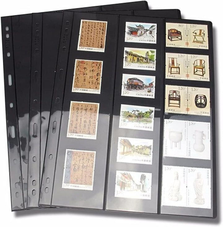 Vario Stamp Pages for Stamp Album Binder, 10 Sheet (20 Page) 1 Row Pages for Stamp Collectors, Professional Pack (1 Row)
