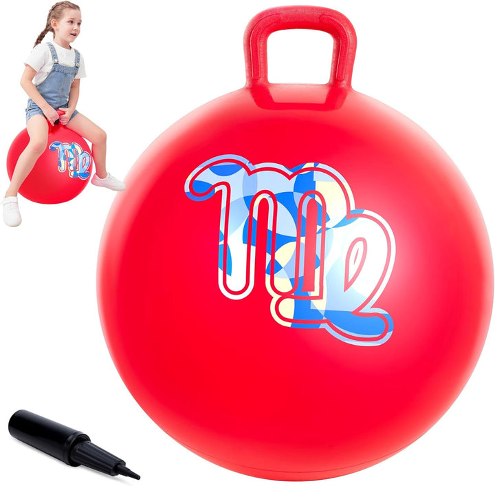 Hopper Ball, Hopping Toys for Kids, 18Inch Bouncy Ball with Handle for Boys Girls Aged 3-8, Inflatable Clouds Bounce Hopper Toy with Pump