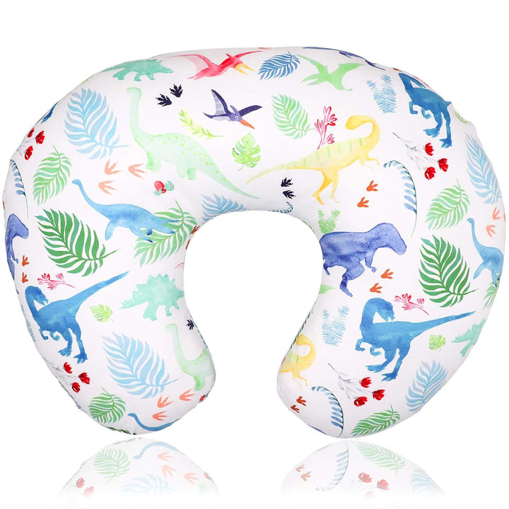 Dinosaur Nursing Pillow Cover, Breastfeeding Pillow Slipcover for Baby Boys & Girls, Nursing Pillow Case for Newborn, Soft Fabric Fits Snug on Infant, Washable & Breathable, Watercolor Dinosaur Blue