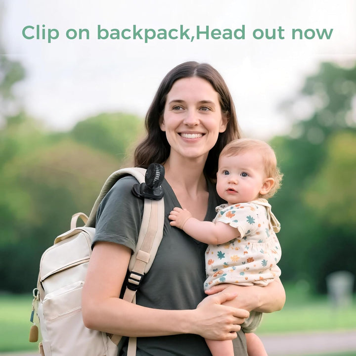 Portable Fan with Clip | 4-Speed Mini-Fan for Carrier | Personal Fans Ultra Lighter 0.26Lb | Gaps ≤4.5Mm | Handheld Cooling | Rechargeable Rotate for Diaper Backpack/Stroller/Carrier/Chair