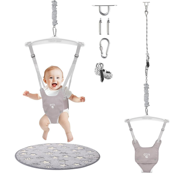 Baby Jumper with a Ceiling Hook for Infant & Toddlers with Adjustable Chain, Bouncers for Indoor/Outdoor, Baby Doorway Jumper with Soft Rug