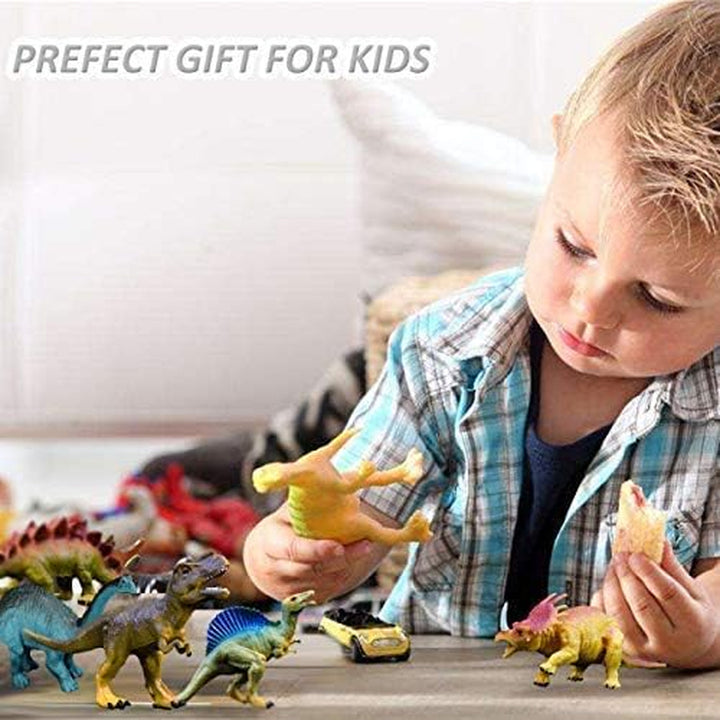 Dinosaur Toys, Plastic Dinosaur Figure Set, Ideal Education Toys for Kids and Toddler, Including T-Rex, Stegosaurus, Monoclonius, 6 to 7 Inch Large Size, 6 Pack
