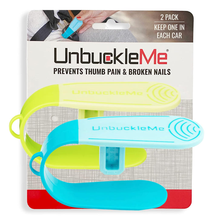 Car Seat Buckle Release Tool (As Seen on Shark Tank) - Easy Opener Aid for Arthritis, Long Nails, Older Kids - Button Pusher for Infant, Toddler Car Seats (2 Pack, Pink & Purple)